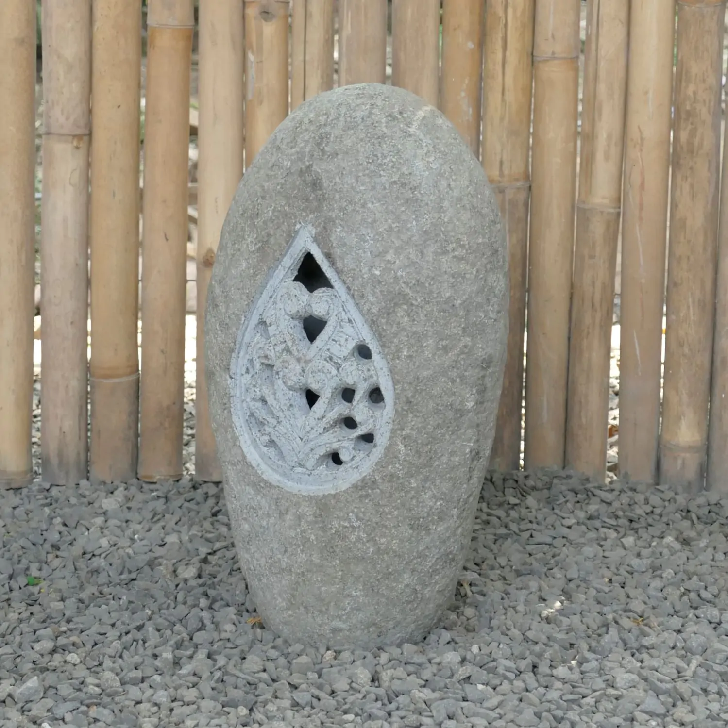  Product image 2 of the product “Riverstone Lantern with carved motiv on one side, Light can shine through! ”