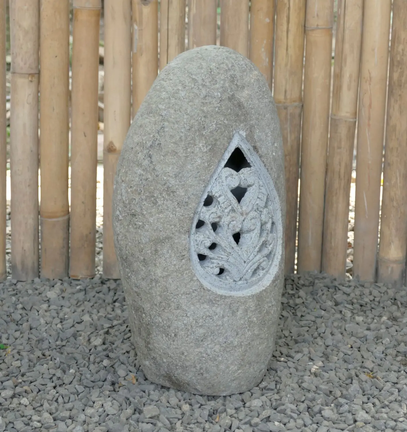  Product image 3 of the product “Riverstone Lantern with carved motiv on one side, Light can shine through! ”