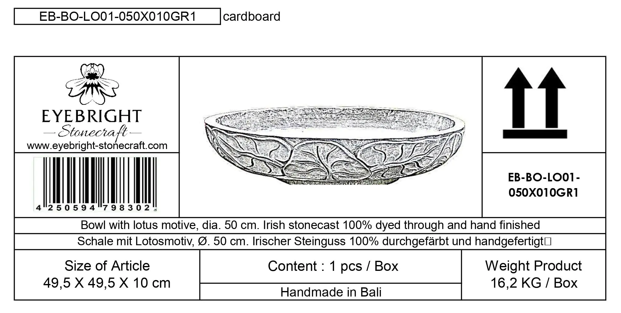  Product image 4 of the product “Makassar - Bowl with lotus motive, Ø 50 cm | cast stone ”