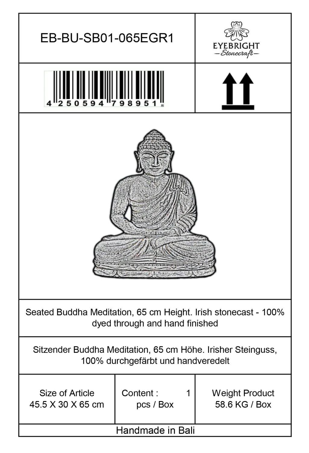  Product image 5 of the product “Ravi - Seated Buddha Meditation, 65cm - cast stone ”