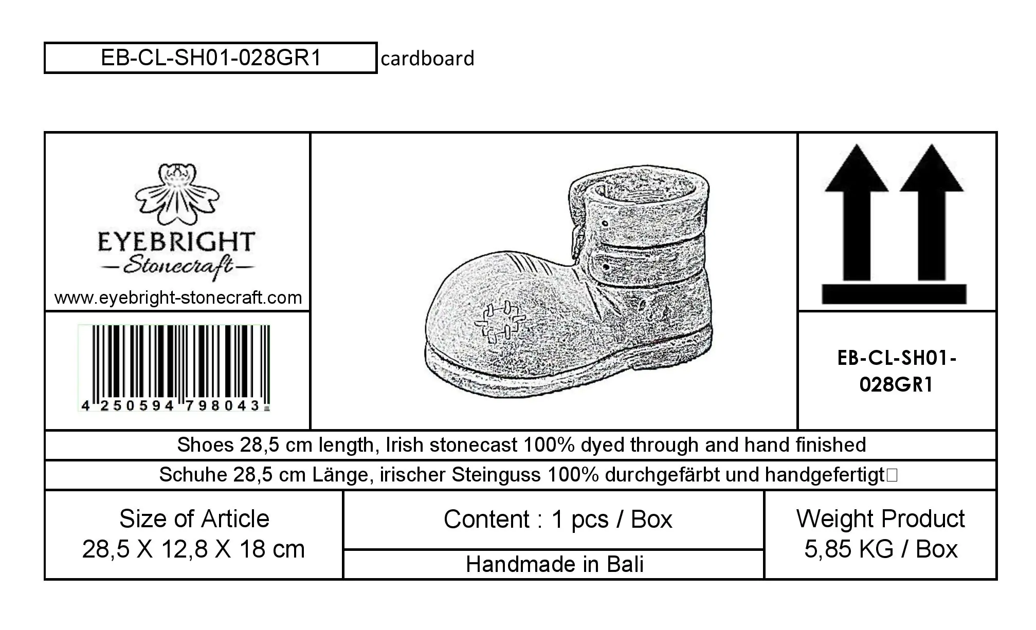  Product image 5 of the product “Sepatu - Shoe, 28,5 cm L | cast stone ”