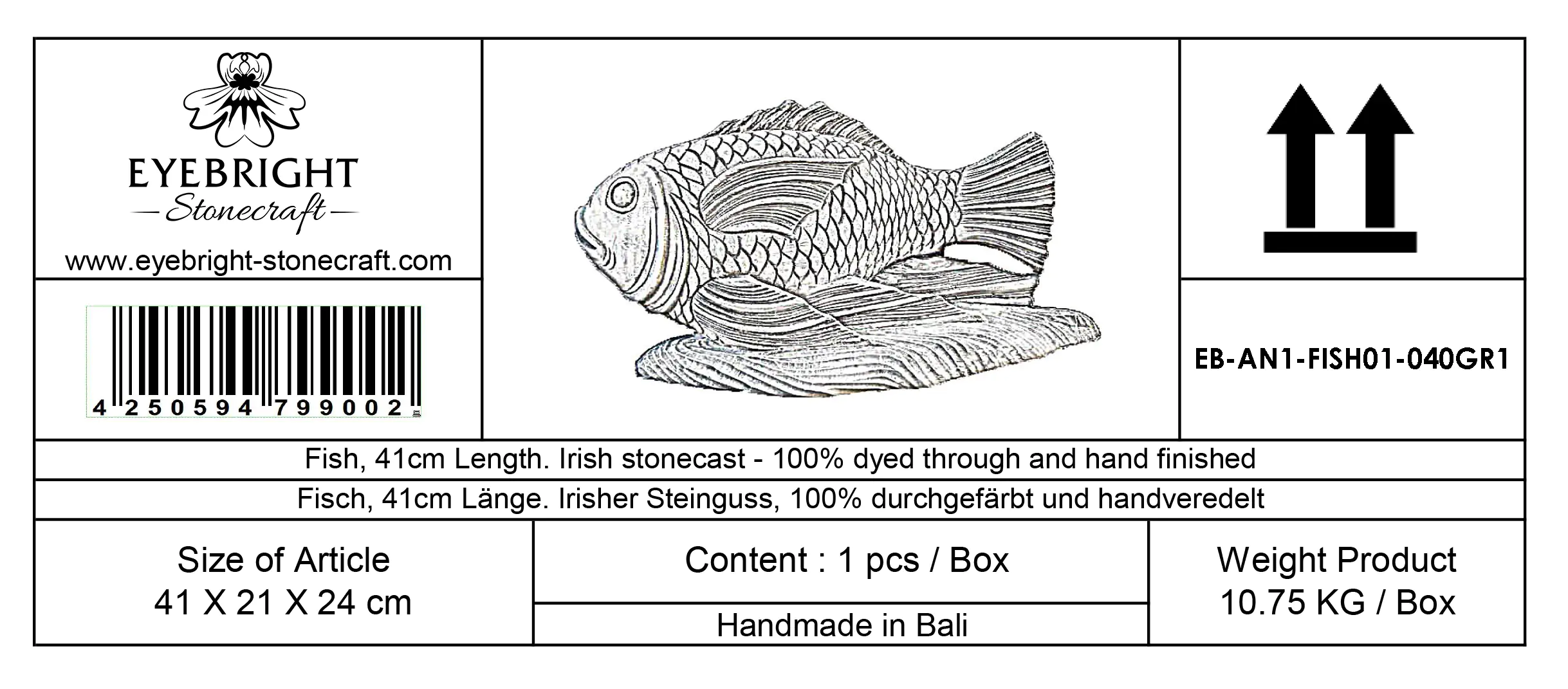  Product image 6 of the product “Dory - Fish, 41cm Length | cast stone ”