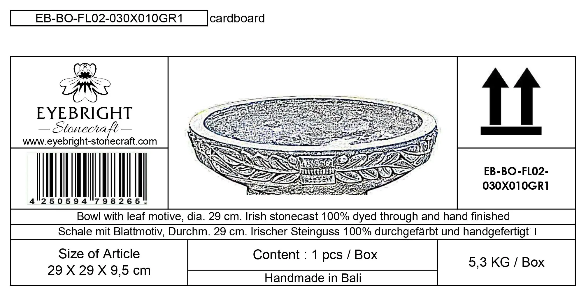 Product image 6 of the product “Medan - Bowl with leaf motive, Ø 29 cm | cast stone ”
