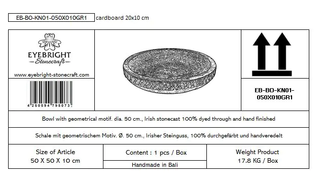  Product image 6 of the product “Semarang - Bowl with geometrical motif, Ø 50 cm | cast stone ”