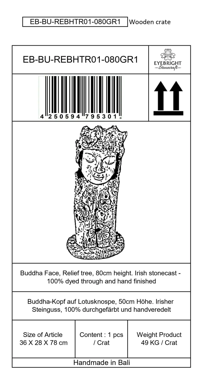  Product image 6 of the product “Jadoo - Buddha Face, Relief tree, 80cm H | cast stone ”