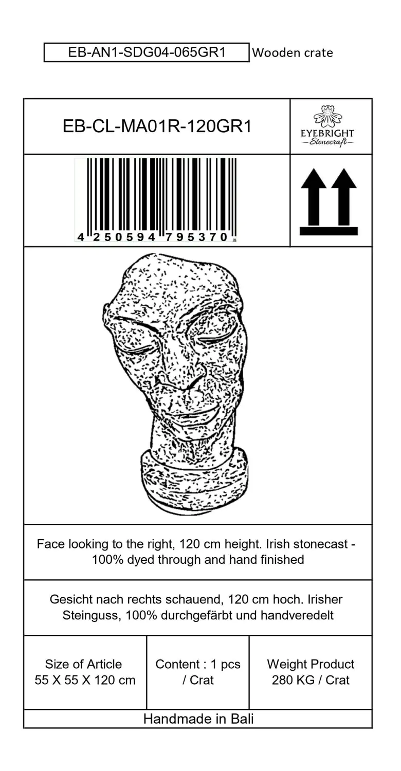  Product image 6 of the product “Aras - Face looking to the right, 120 cm H | cast stone ”