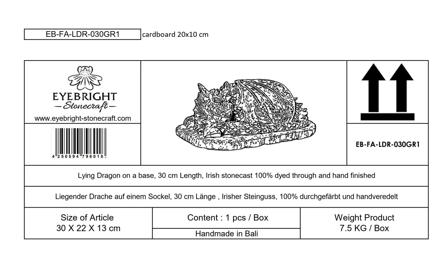  Product image 6 of the product “Jaro - Lying Dragon on a base, 30 cm L | cast stone ”