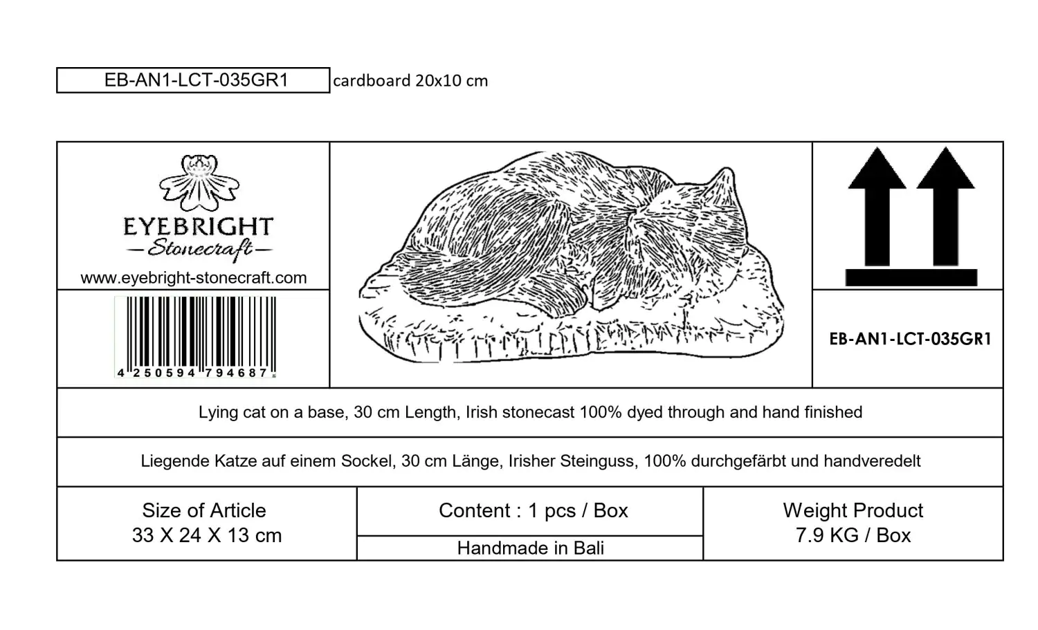  Product image 7 of the product “Lilith -Lying cat on a base, 33 cm L | cast stone ”