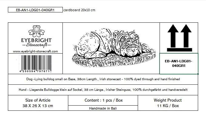  Product image 7 of the product “Spike -Small bulldog lying on Base, 38cm L | cast stone ”