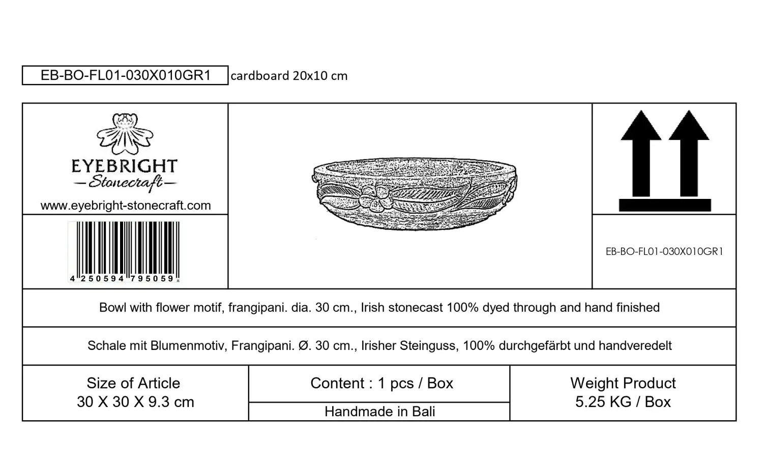  Product image 7 of the product “Jakarta - Bowl with flower motiv, frangipani, Ø 30 cm | cast stone ”