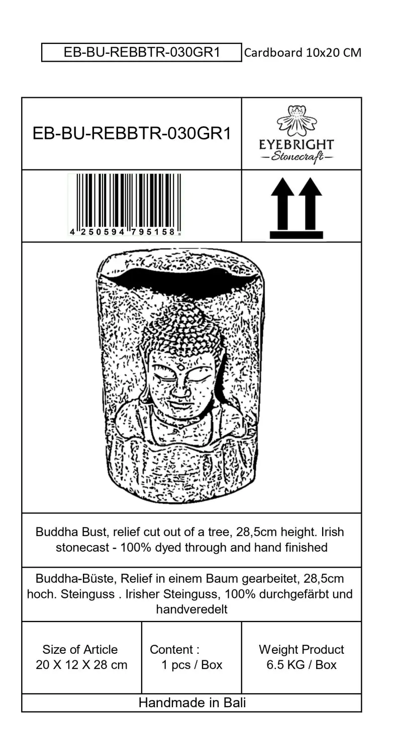  Product image 7 of the product “Anwar - Buddha Bust, relief cut out of tree, 28,5cm H | cast stone ”