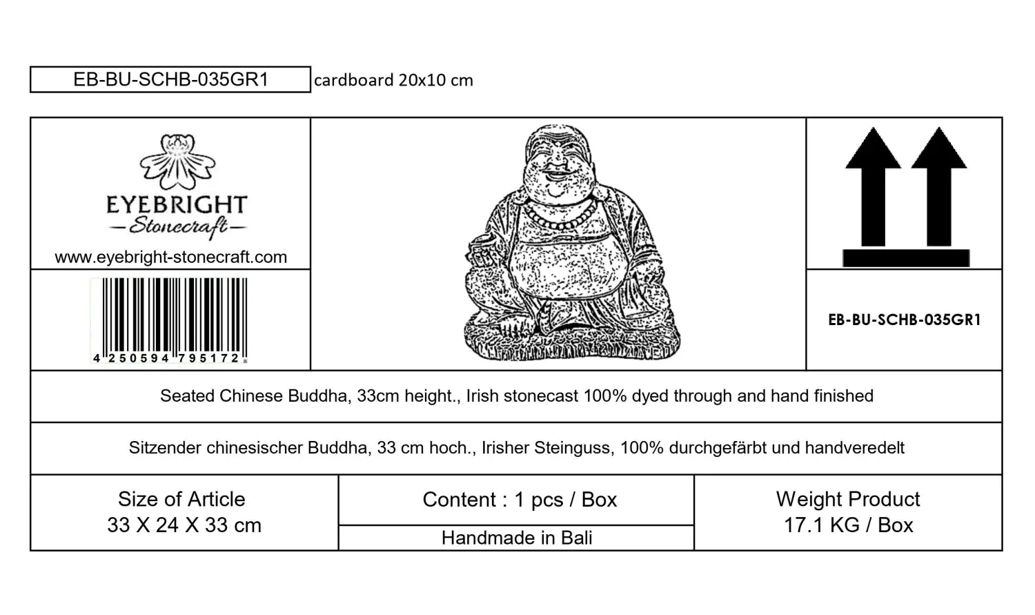  Product image 7 of the product “Quan - Seated Chinese Buddha, 33cm H | cast stone ”