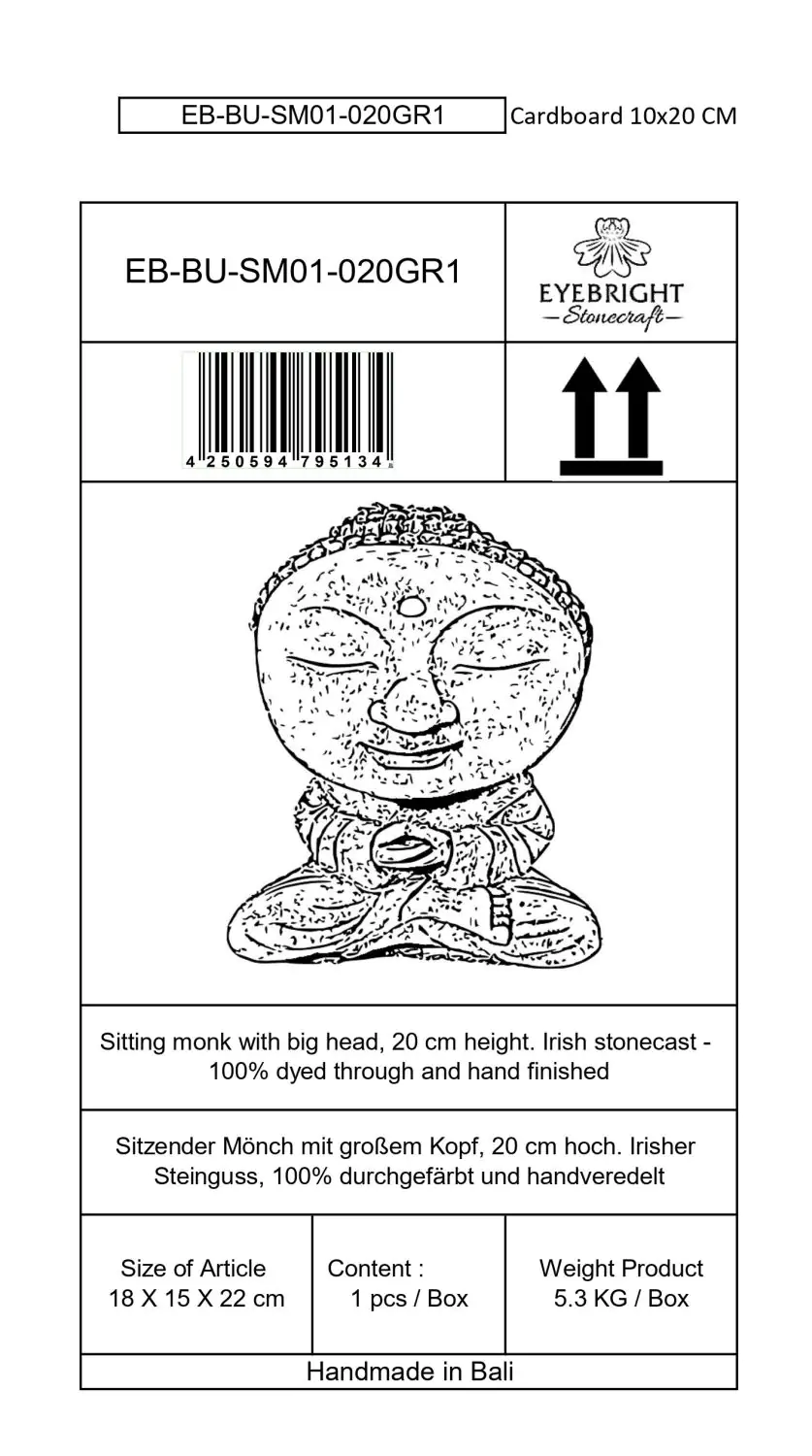  Product image 7 of the product “Nima - Sitting monk with big head, 20 cm H | cast stone ”