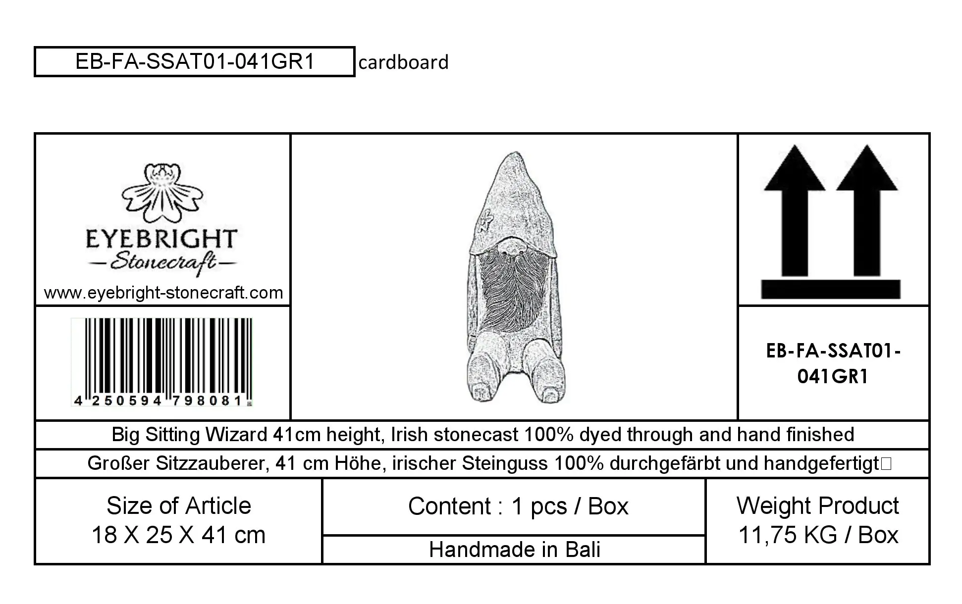  Product image 7 of the product “Klaus - Sitting Wizard, 41cm H | cast stone ”