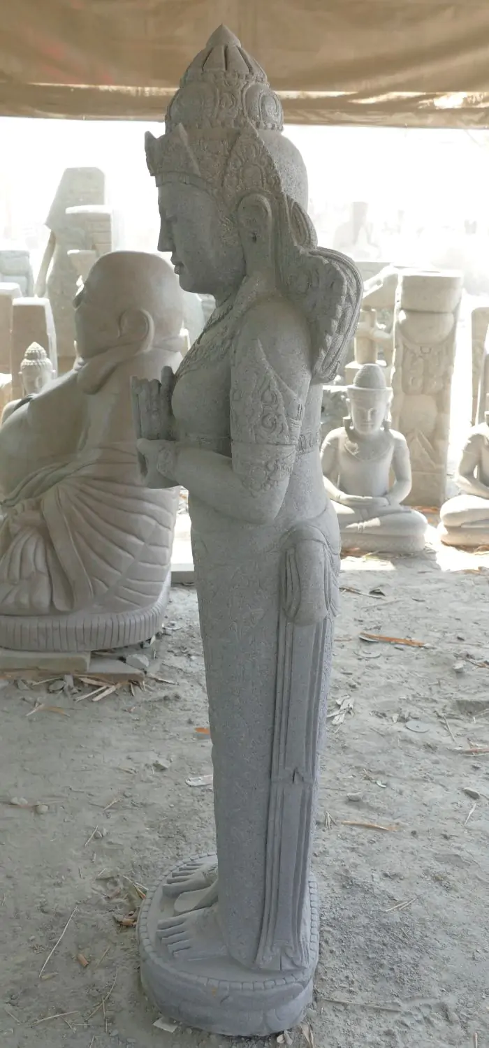  Product image 8 of the product “Standing Dewi Sri, position greetings turning the wheel , 170 cm high riverstone grey ”